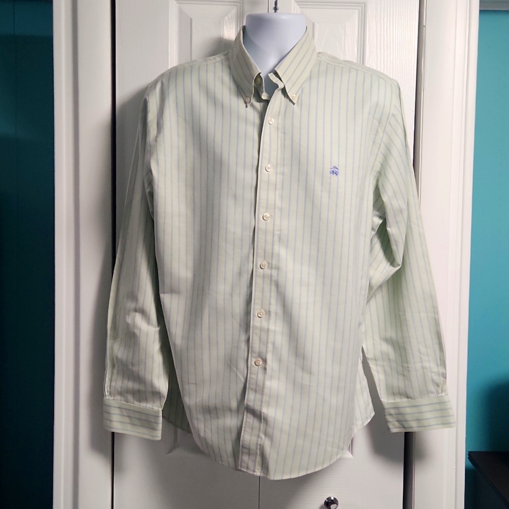 Men's Brooks Brothers 346 Slum Fit LS Buttondown Shirt Green Large